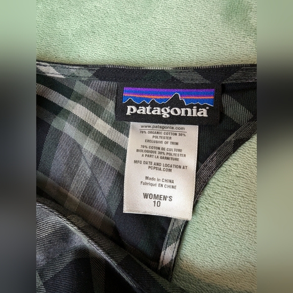 Patagonia San Benito Green Plaid Dress Women's 10 - Picture 3 of 4